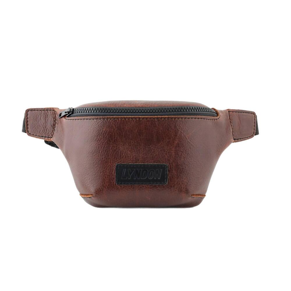 NEW LYNDON men's leather belt bag fanny pack in bourbon